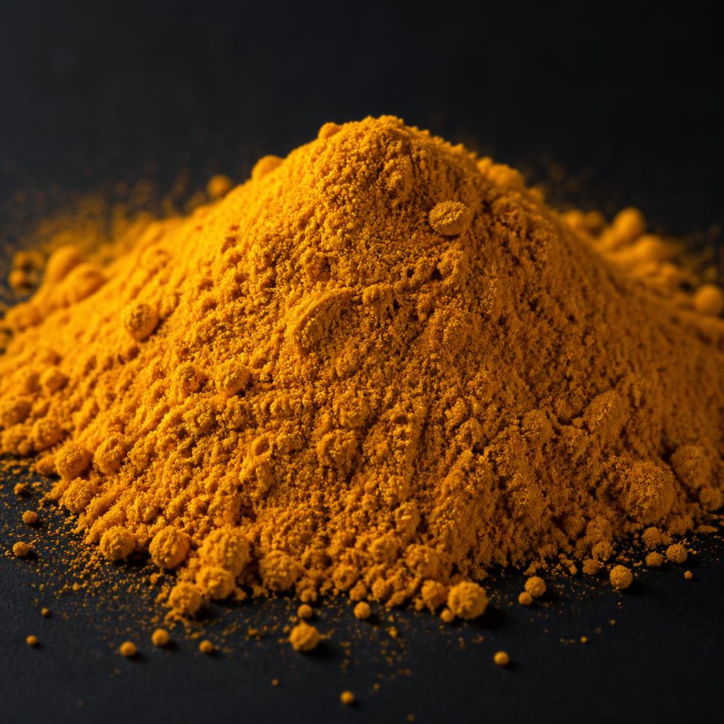 Macro view of fine spray-dried turmeric extract powder
